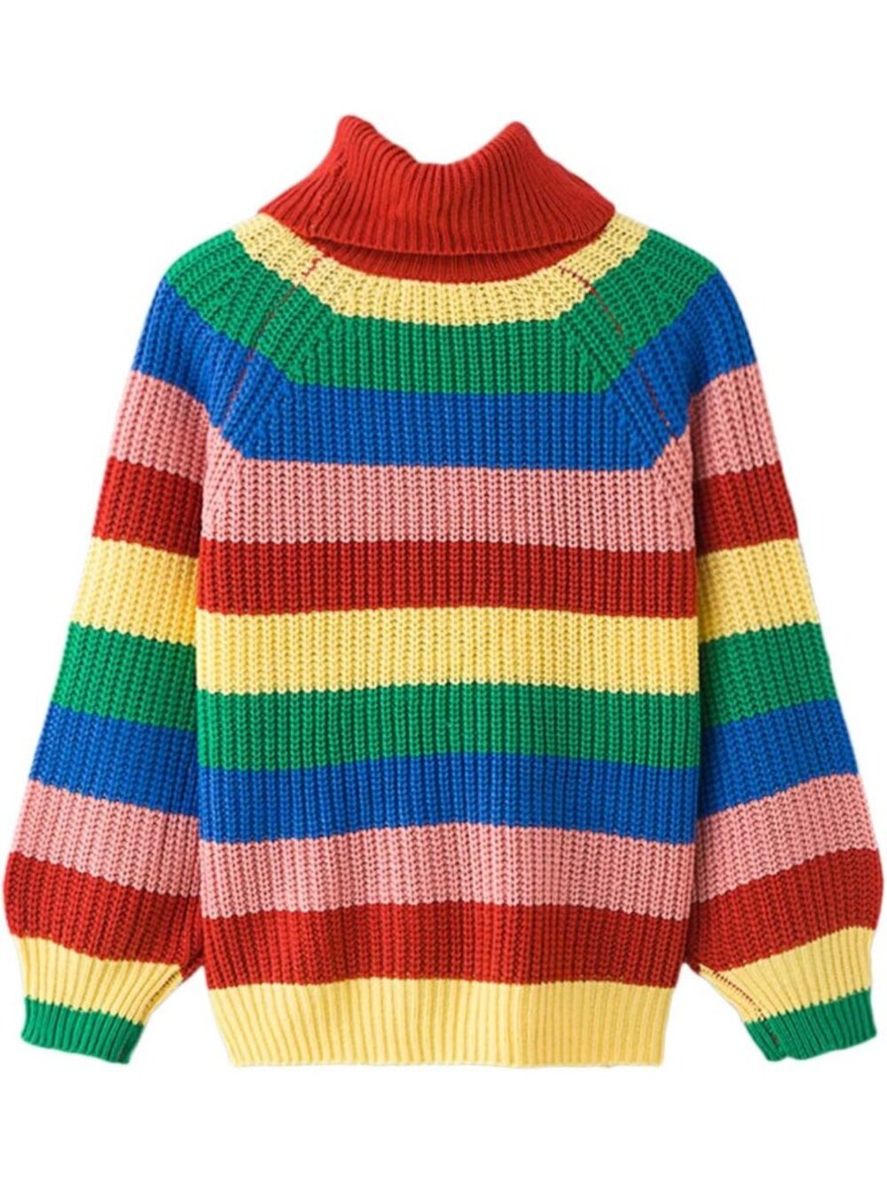 Colorful Striped Turtleneck Sweater | Long Sleeve Knit Pullover Top for Women - Picture 2 of 6